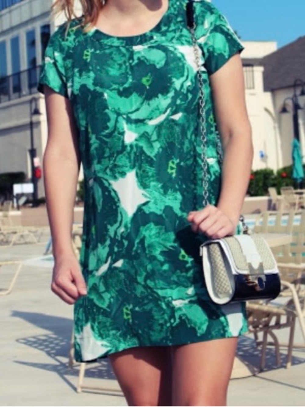 Banana Republic Green Floral Dress- 100% silk